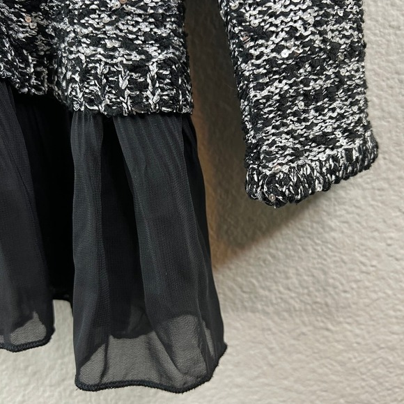 Alfani Layered-Look Sequined Sweater Black & Silver Long Sleeve Women's Size M - Picture 5 of 6